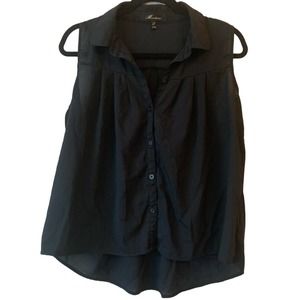 Monteau Black Sleeveless Button Up Blouse Size Large